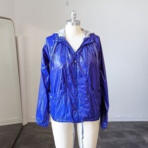 Athleta Full Zip Hooded Windbreaker Purple M gym workout athletic outdoors sport